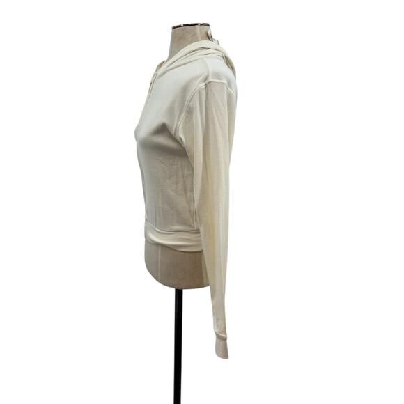 Skims Logo Pointelle Zip Up Hoodie Ivory Cream Size Small - Picture 8 of 14